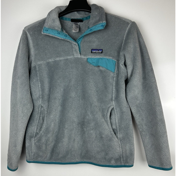 Patagonia Women's Re-Tool Snap-T Fleece Pullover Gray Teal Blue Women's Large - Picture 5 of 6